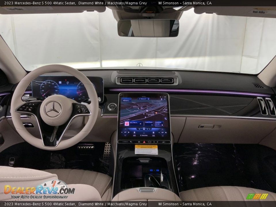 2023 Mercedes-Benz S 500 4Matic Sedan Diamond White / Macchiato/Magma Grey Photo #10