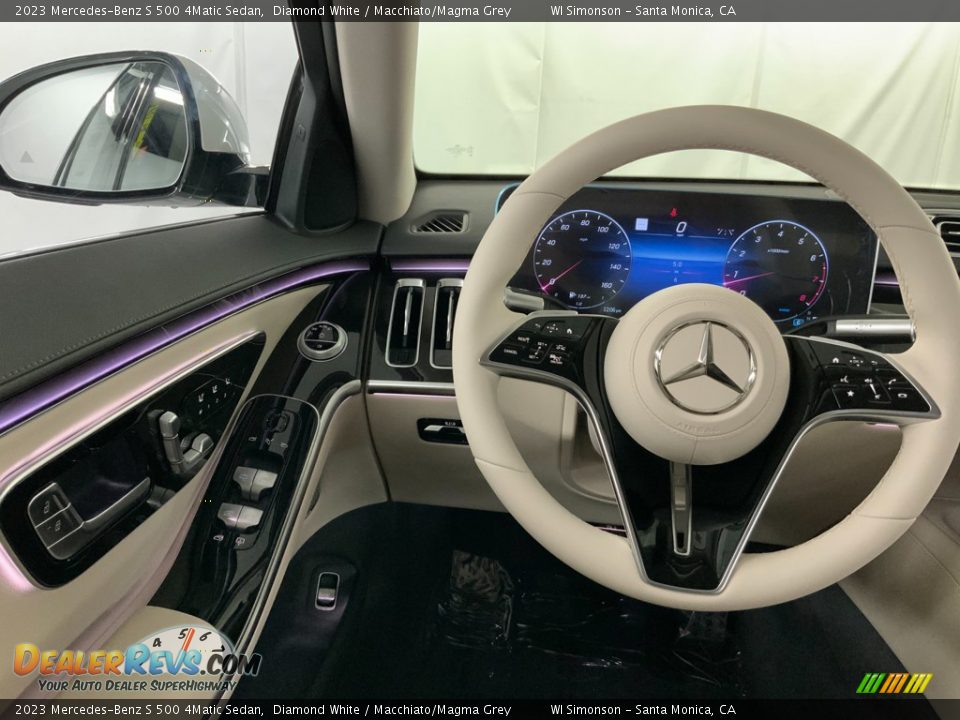 2023 Mercedes-Benz S 500 4Matic Sedan Diamond White / Macchiato/Magma Grey Photo #11