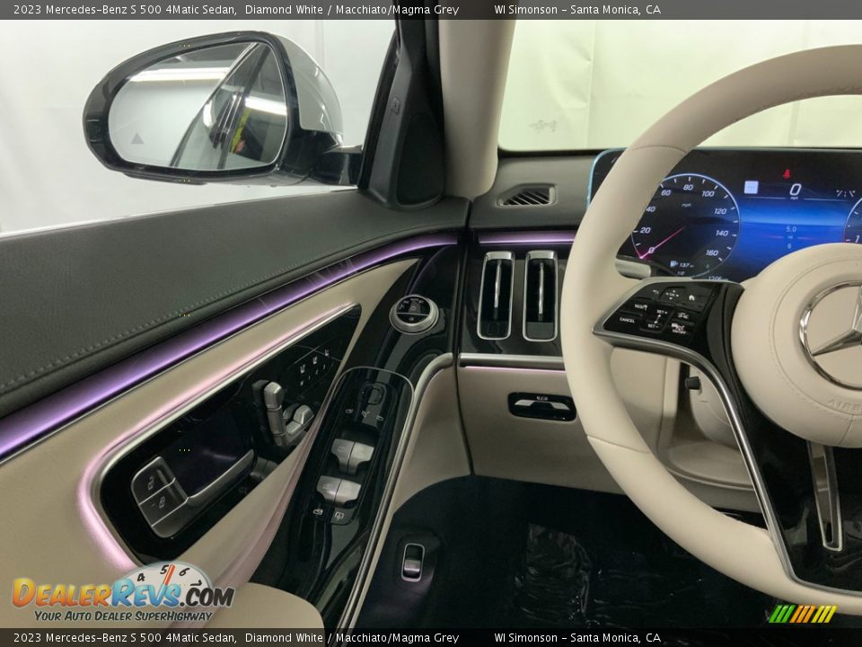 2023 Mercedes-Benz S 500 4Matic Sedan Diamond White / Macchiato/Magma Grey Photo #12