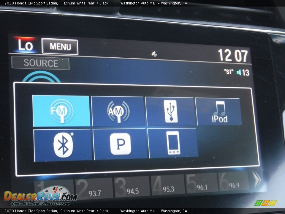 2020 Honda Civic Sport Sedan Platinum White Pearl / Black Photo #14