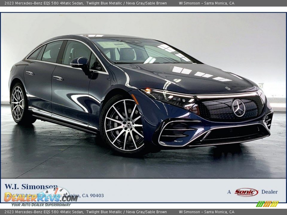2023 Mercedes-Benz EQS 580 4Matic Sedan Twilight Blue Metallic / Neva Gray/Sable Brown Photo #1