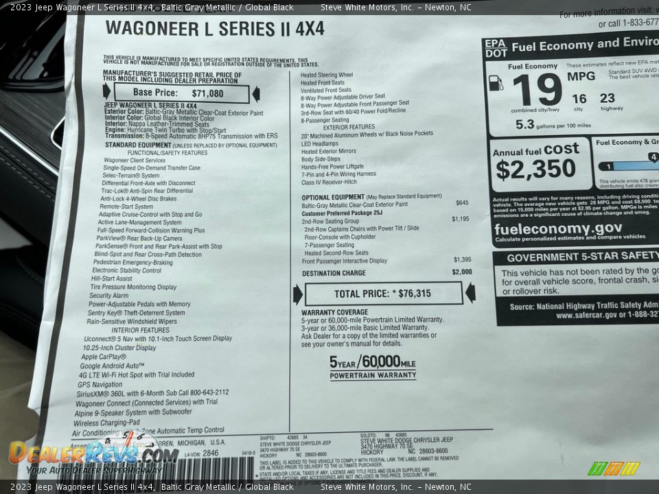 2023 Jeep Wagoneer L Series II 4x4 Window Sticker Photo #36