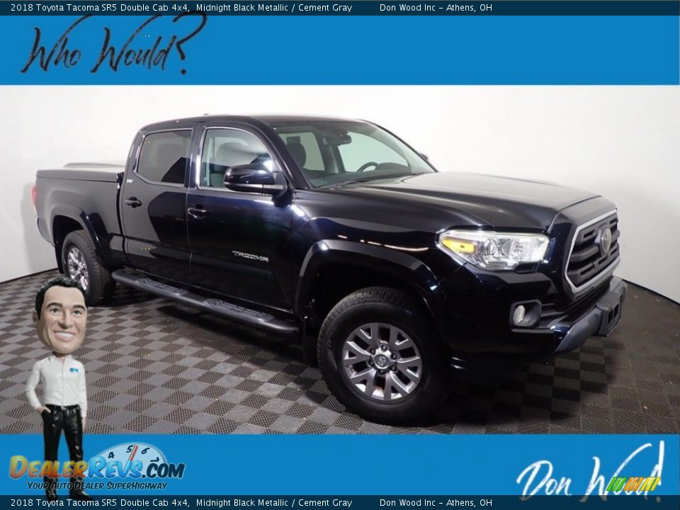 2018 Toyota Tacoma SR5 Double Cab 4x4 Midnight Black Metallic / Cement Gray Photo #1