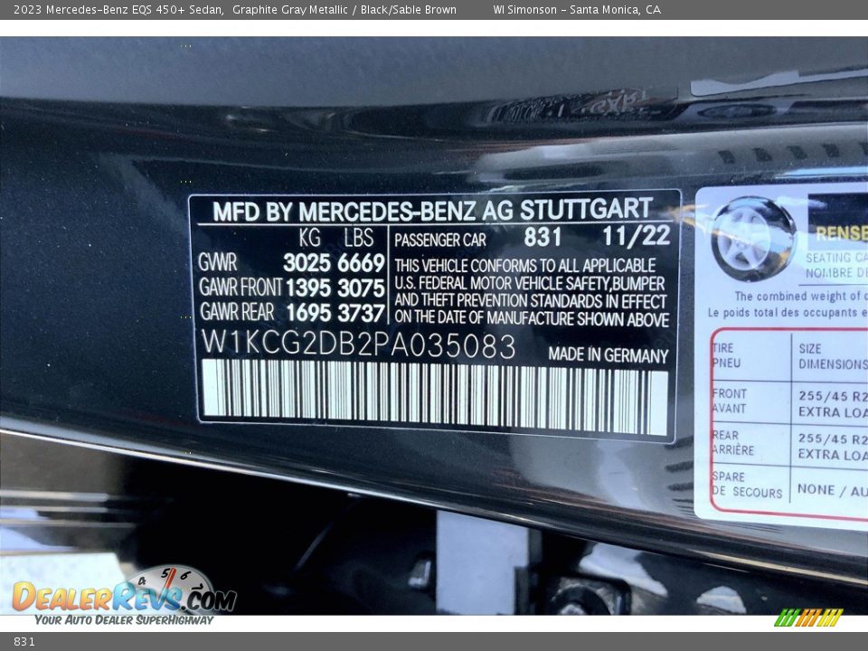 Mercedes-Benz Color Code 831 Graphite Gray Metallic