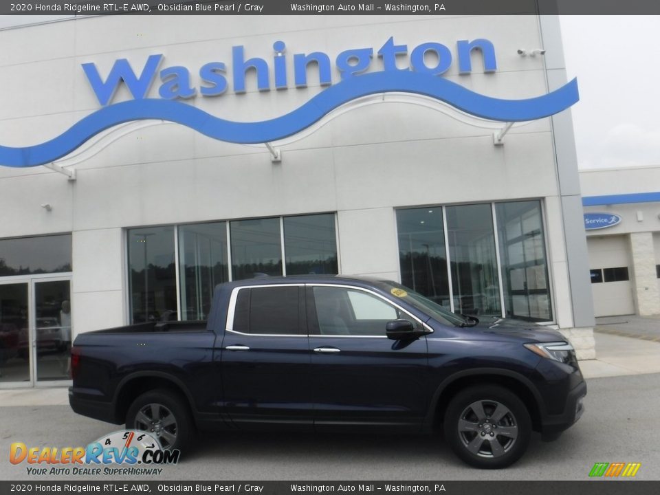 2020 Honda Ridgeline RTL-E AWD Obsidian Blue Pearl / Gray Photo #2