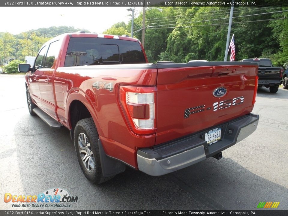 2022 Ford F150 Lariat SuperCrew 4x4 Rapid Red Metallic Tinted / Black/Baja Tan Photo #4