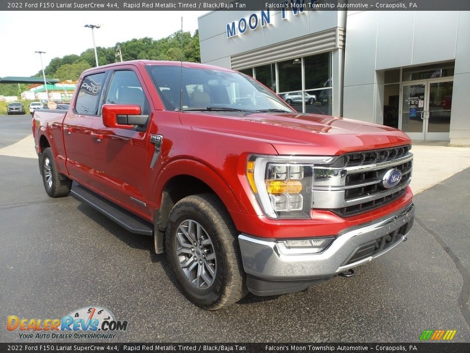 2022 Ford F150 Lariat SuperCrew 4x4 Rapid Red Metallic Tinted / Black/Baja Tan Photo #8