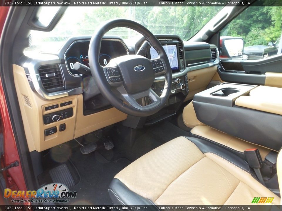 Black/Baja Tan Interior - 2022 Ford F150 Lariat SuperCrew 4x4 Photo #19