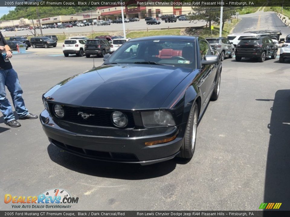 2005 Ford Mustang GT Premium Coupe Black / Dark Charcoal/Red Photo #1