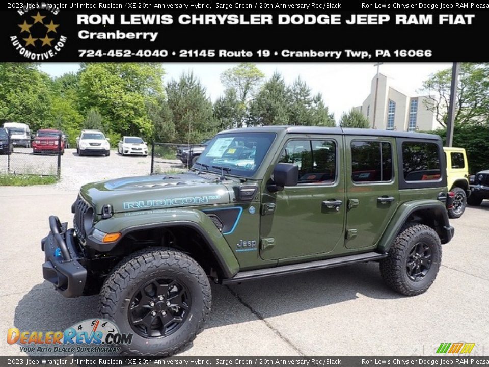 2023 Jeep Wrangler Unlimited Rubicon 4XE 20th Anniversary Hybrid Sarge Green / 20th Anniversary Red/Black Photo #1