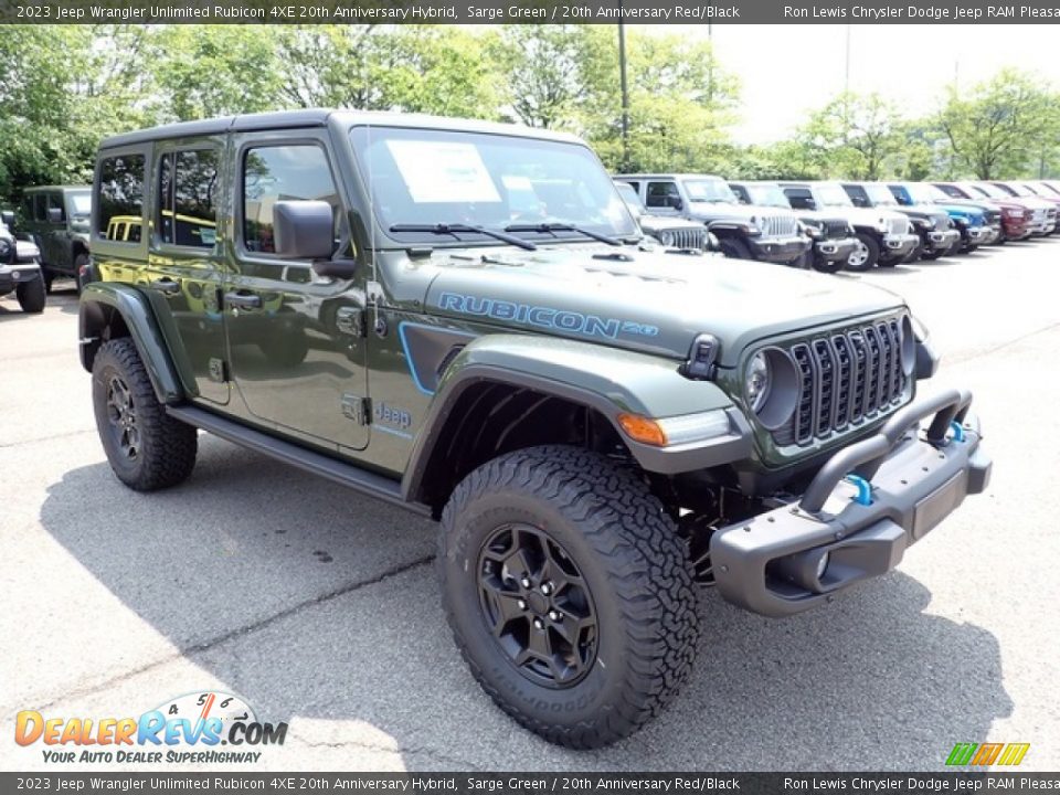 2023 Jeep Wrangler Unlimited Rubicon 4XE 20th Anniversary Hybrid Sarge Green / 20th Anniversary Red/Black Photo #7