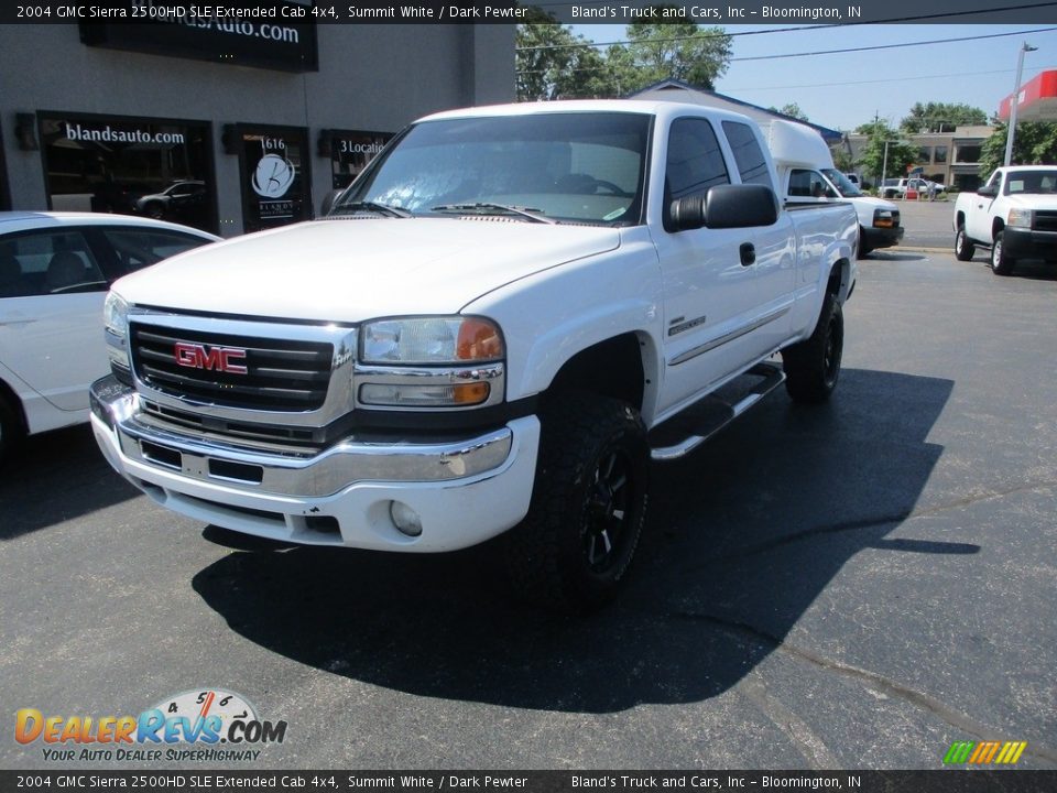 2004 GMC Sierra 2500HD SLE Extended Cab 4x4 Summit White / Dark Pewter Photo #2