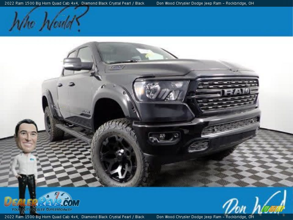 2022 Ram 1500 Big Horn Quad Cab 4x4 Diamond Black Crystal Pearl / Black Photo #1