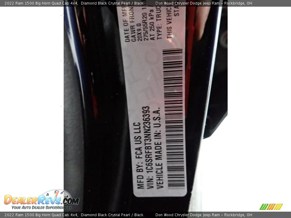 2022 Ram 1500 Big Horn Quad Cab 4x4 Diamond Black Crystal Pearl / Black Photo #33