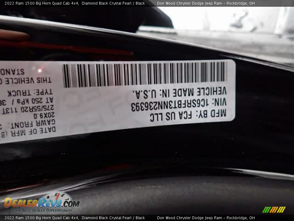 2022 Ram 1500 Big Horn Quad Cab 4x4 Diamond Black Crystal Pearl / Black Photo #36