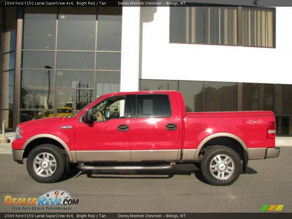 2004 Ford F150 Lariat SuperCrew 4x4 Bright Red / Tan Photo #1