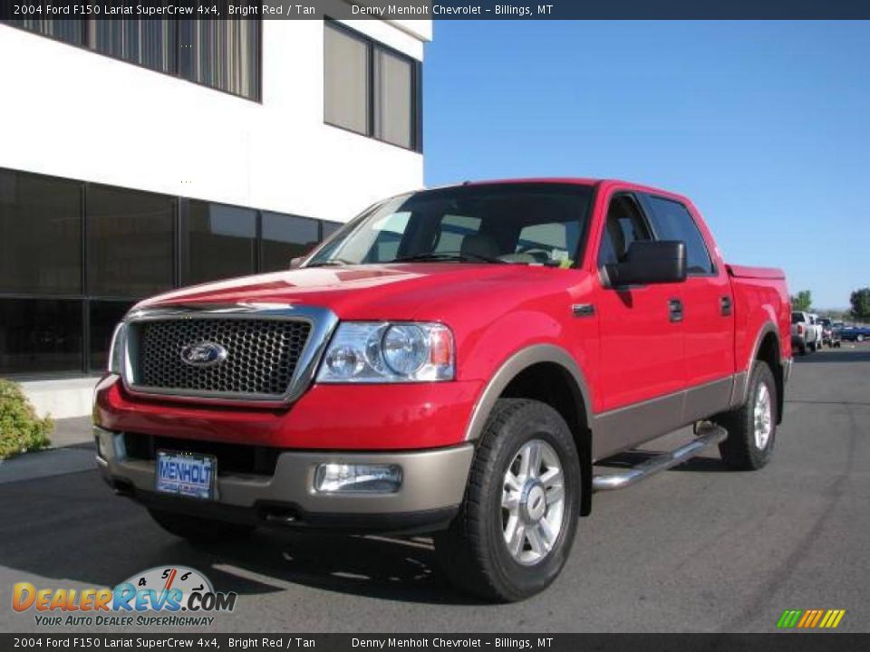 2004 Ford F150 Lariat SuperCrew 4x4 Bright Red / Tan Photo #2