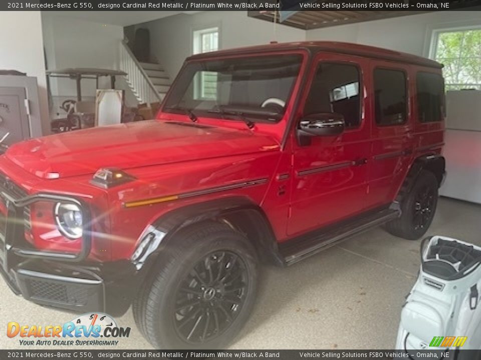 2021 Mercedes-Benz G 550 designo Cardinal Red Metallic / Platinum White w/Black A Band Photo #2