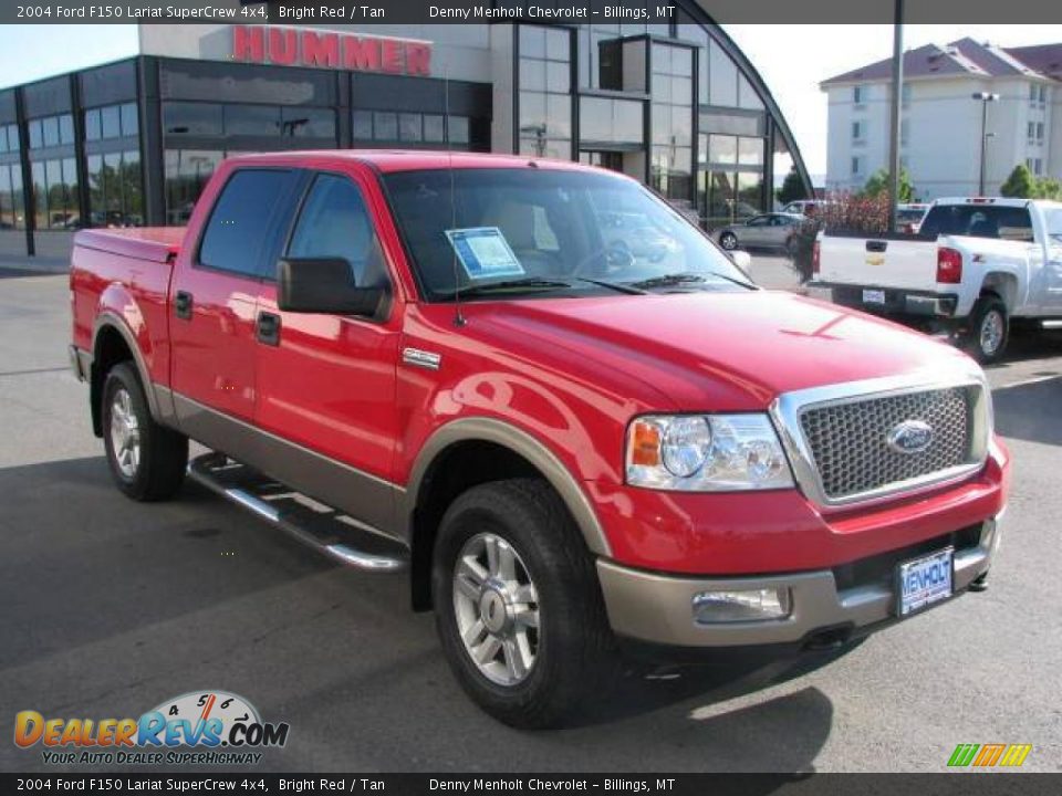 2004 Ford F150 Lariat SuperCrew 4x4 Bright Red / Tan Photo #3