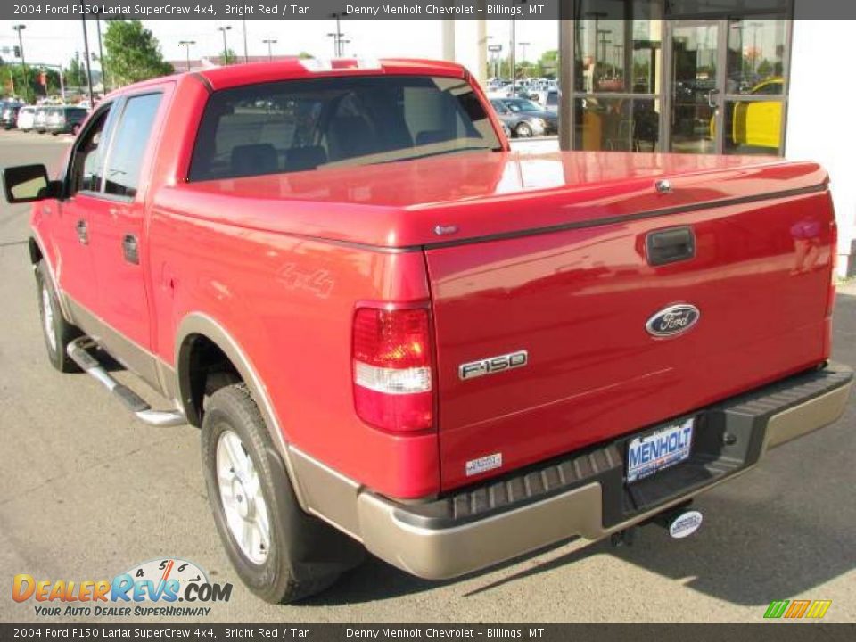 2004 Ford F150 Lariat SuperCrew 4x4 Bright Red / Tan Photo #6