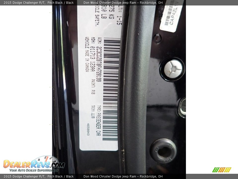2015 Dodge Challenger R/T Pitch Black / Black Photo #29