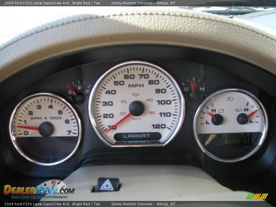 2004 Ford F150 Lariat SuperCrew 4x4 Bright Red / Tan Photo #11