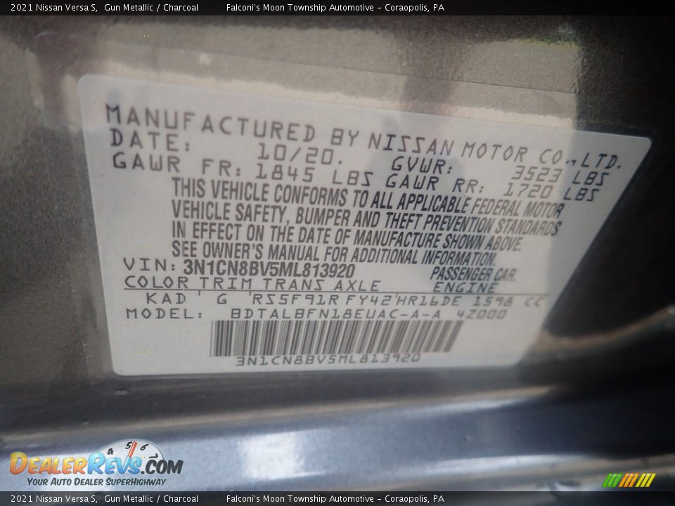 2021 Nissan Versa S Gun Metallic / Charcoal Photo #27