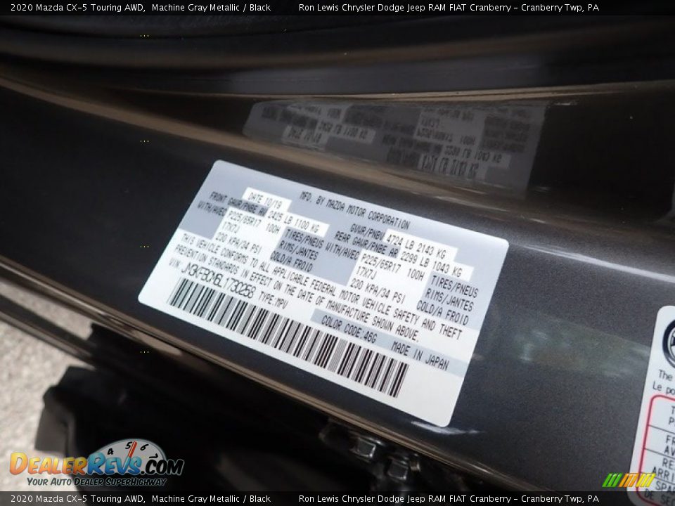 2020 Mazda CX-5 Touring AWD Machine Gray Metallic / Black Photo #20