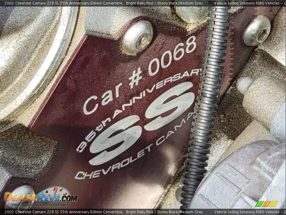 Info Tag of 2002 Chevrolet Camaro Z28 SS 35th Anniversary Edition Convertible Photo #35