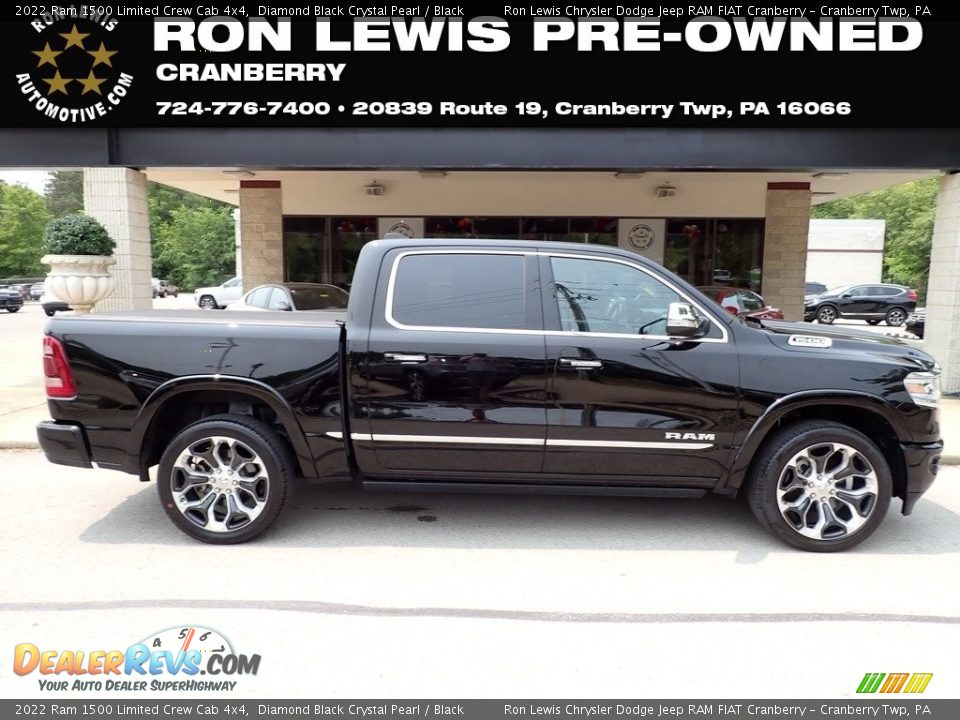 2022 Ram 1500 Limited Crew Cab 4x4 Diamond Black Crystal Pearl / Black Photo #1