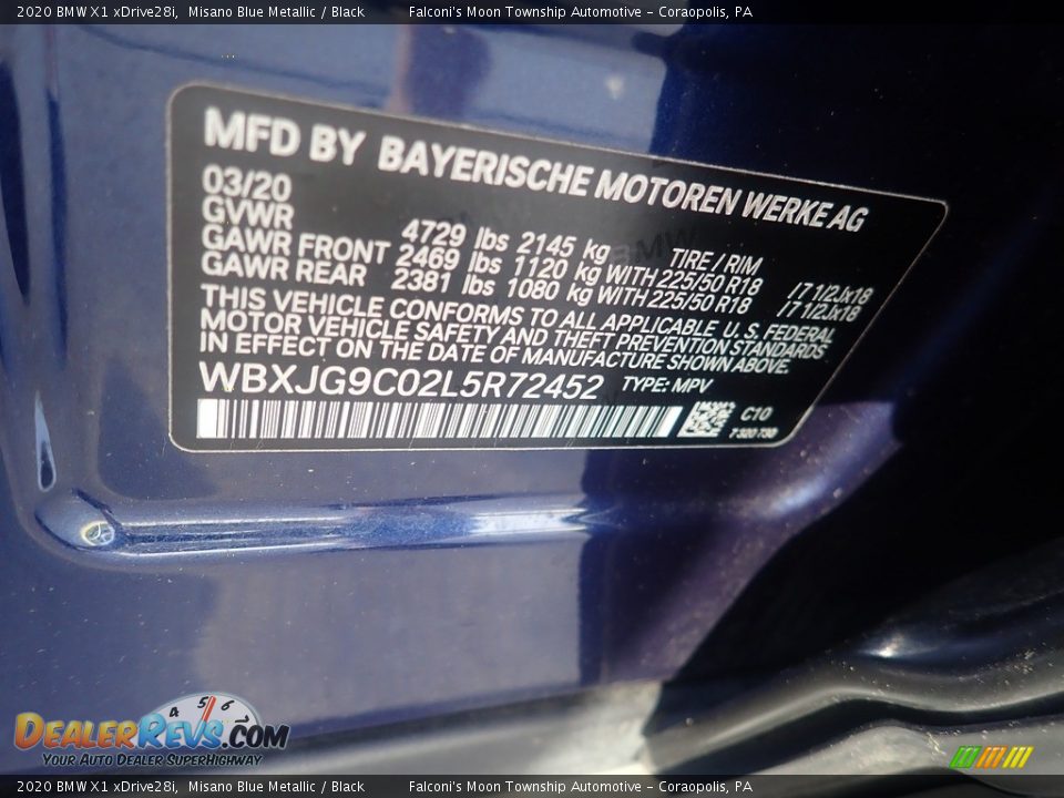2020 BMW X1 xDrive28i Misano Blue Metallic / Black Photo #27
