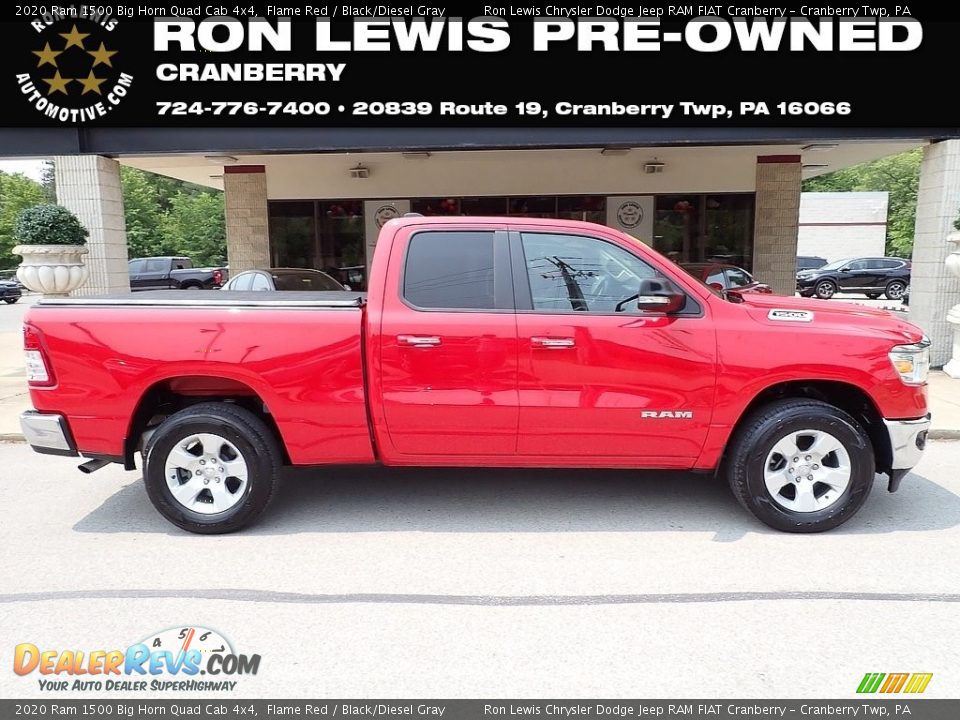 2020 Ram 1500 Big Horn Quad Cab 4x4 Flame Red / Black/Diesel Gray Photo #1