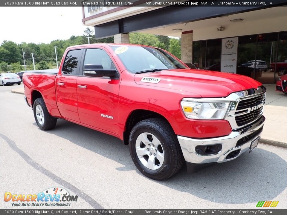 2020 Ram 1500 Big Horn Quad Cab 4x4 Flame Red / Black/Diesel Gray Photo #2