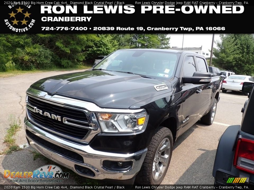 2020 Ram 1500 Big Horn Crew Cab 4x4 Diamond Black Crystal Pearl / Black Photo #1