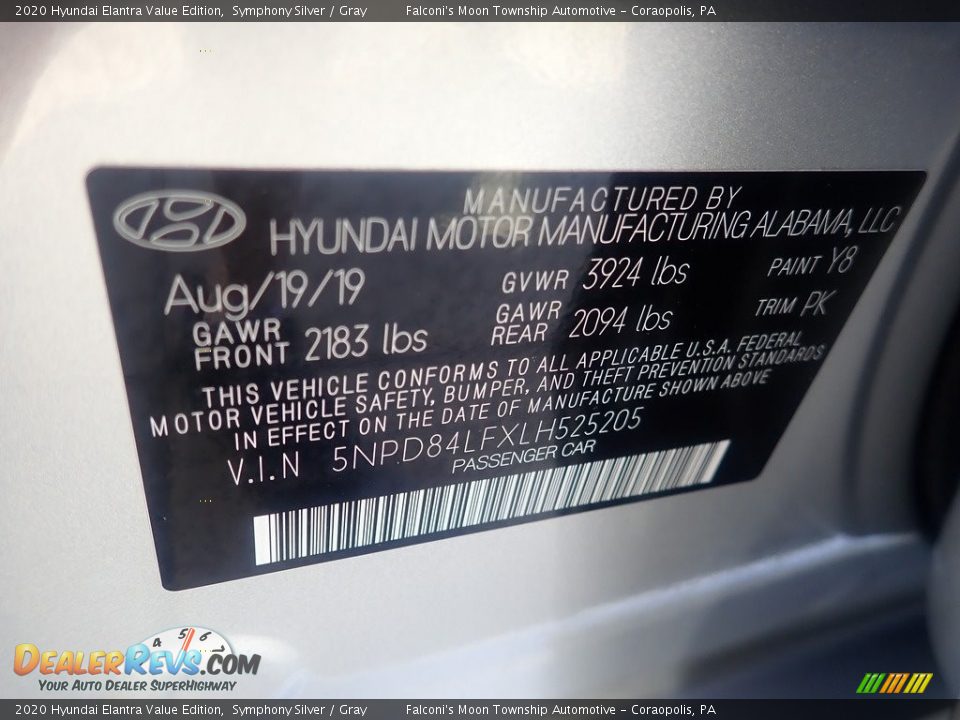 2020 Hyundai Elantra Value Edition Symphony Silver / Gray Photo #27