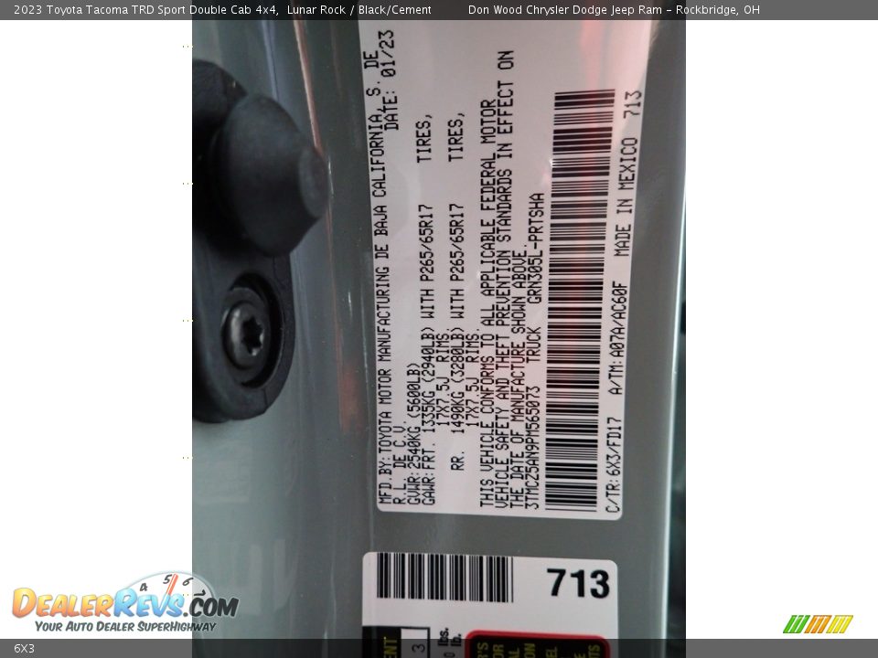 Toyota Color Code 6X3 Lunar Rock