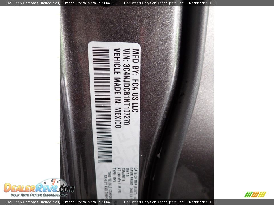 2022 Jeep Compass Limited 4x4 Granite Crystal Metallic / Black Photo #36