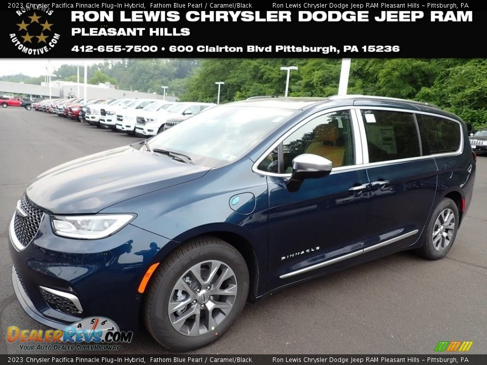 2023 Chrysler Pacifica Pinnacle Plug-In Hybrid Fathom Blue Pearl / Caramel/Black Photo #1