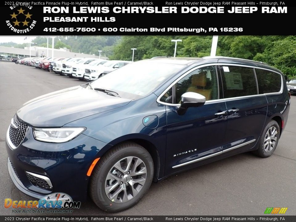 2023 Chrysler Pacifica Pinnacle Plug-In Hybrid Fathom Blue Pearl / Caramel/Black Photo #1