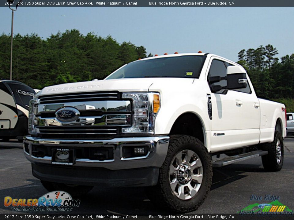 2017 Ford F350 Super Duty Lariat Crew Cab 4x4 White Platinum / Camel Photo #1