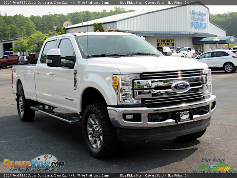 2017 Ford F350 Super Duty Lariat Crew Cab 4x4 White Platinum / Camel Photo #7