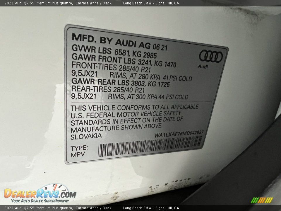 2021 Audi Q7 55 Premium Plus quattro Carrara White / Black Photo #25