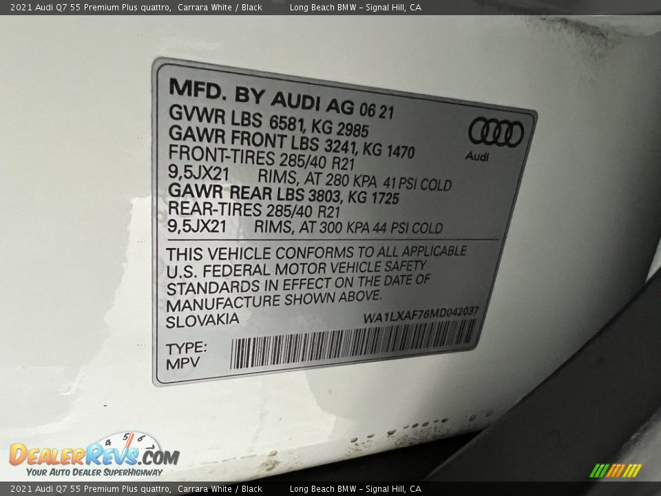 2021 Audi Q7 55 Premium Plus quattro Carrara White / Black Photo #25