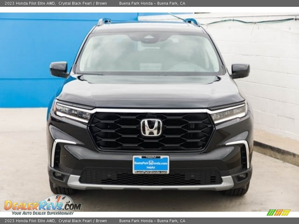 2023 Honda Pilot Elite AWD Crystal Black Pearl / Brown Photo #3