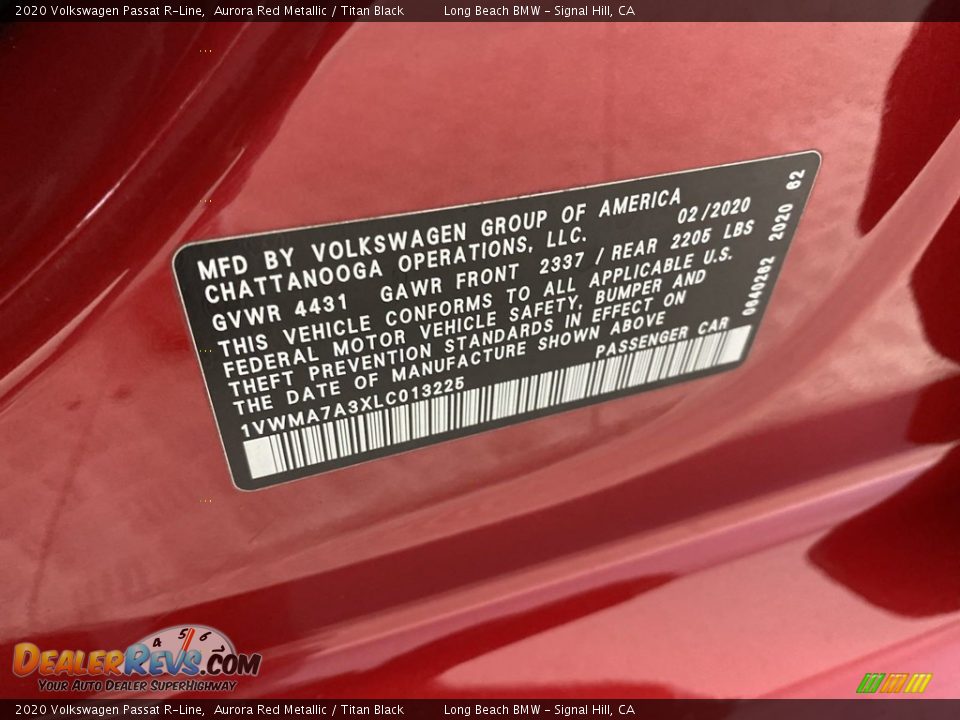 2020 Volkswagen Passat R-Line Aurora Red Metallic / Titan Black Photo #35