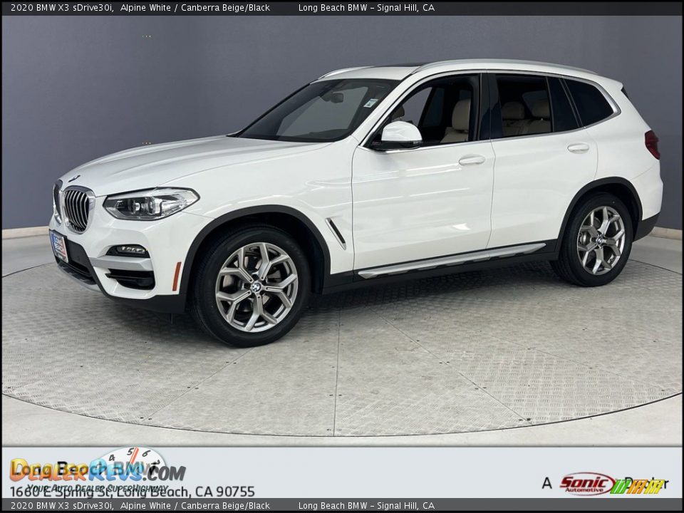 2020 BMW X3 sDrive30i Alpine White / Canberra Beige/Black Photo #1