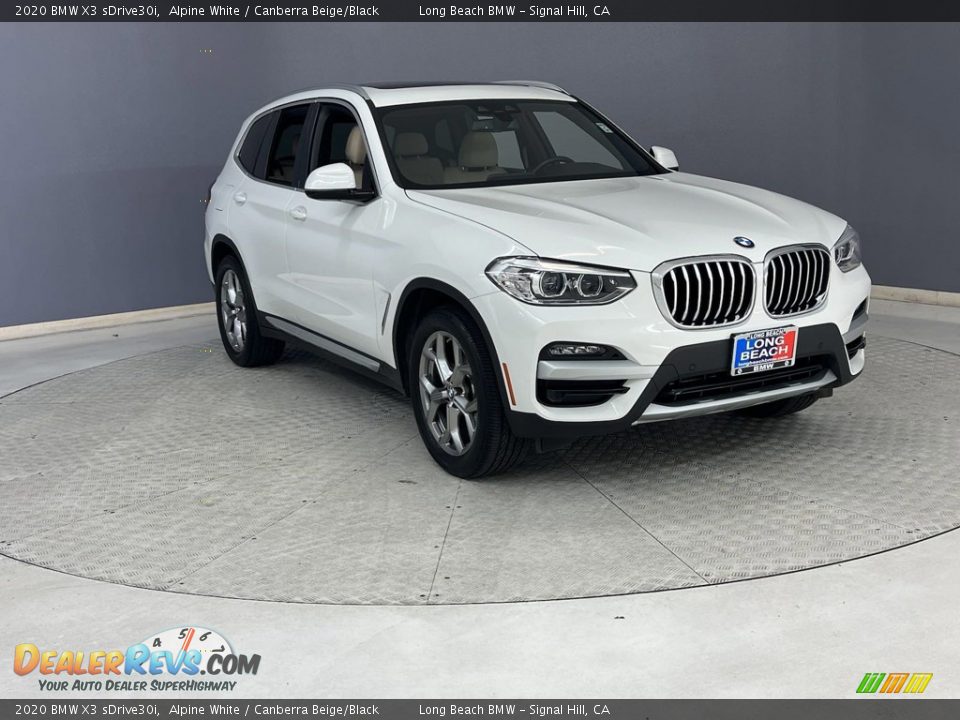 2020 BMW X3 sDrive30i Alpine White / Canberra Beige/Black Photo #3