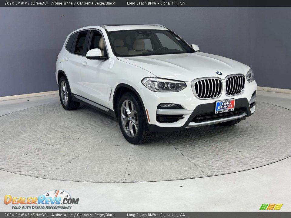 2020 BMW X3 sDrive30i Alpine White / Canberra Beige/Black Photo #4