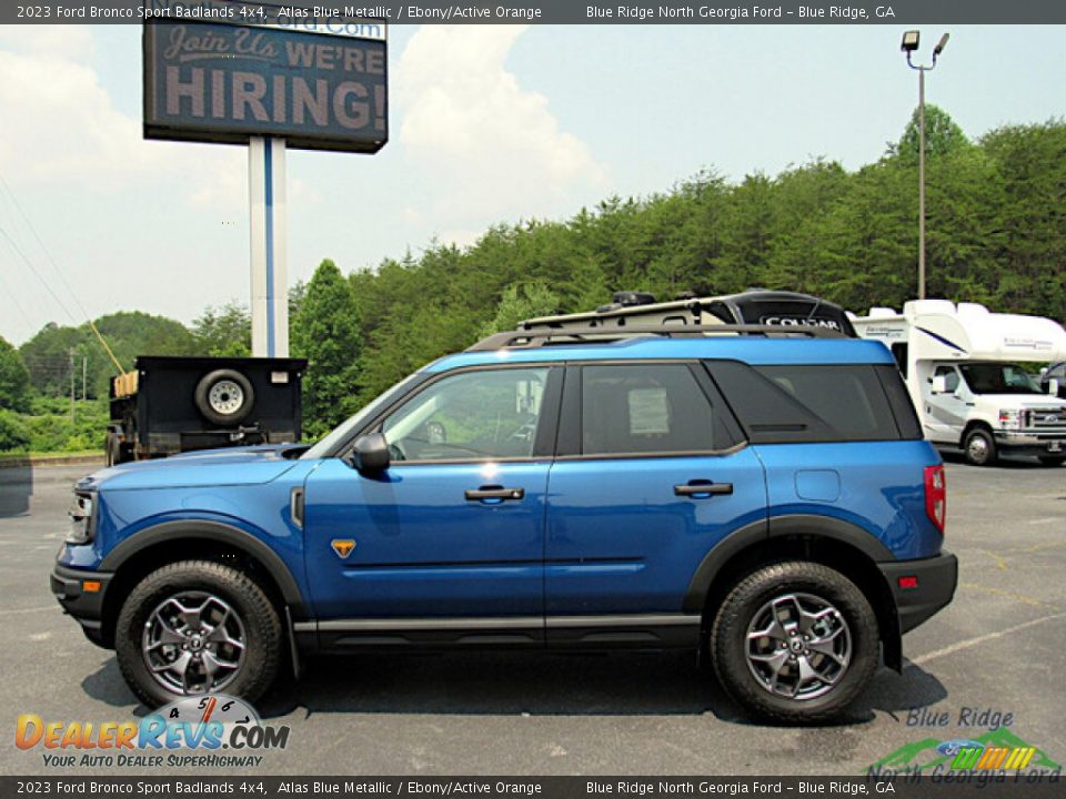 2023 Ford Bronco Sport Badlands 4x4 Atlas Blue Metallic / Ebony/Active Orange Photo #2
