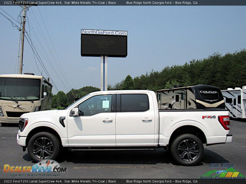 2023 Ford F150 Lariat SuperCrew 4x4 Star White Metallic Tri-Coat / Black Photo #2